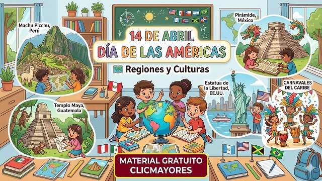 Cabecera del Día de las Américas escolar