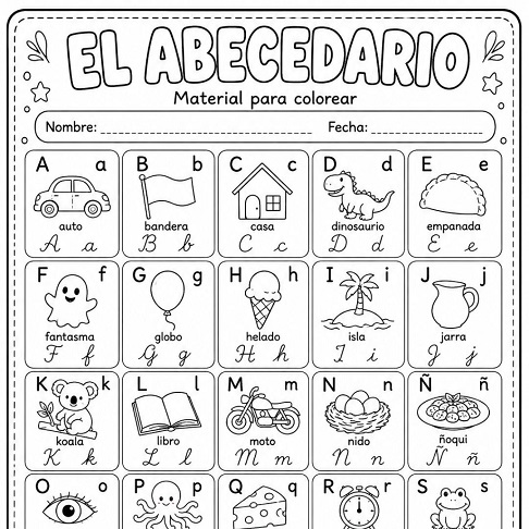 ABECEDARIO PARA COLOREAR