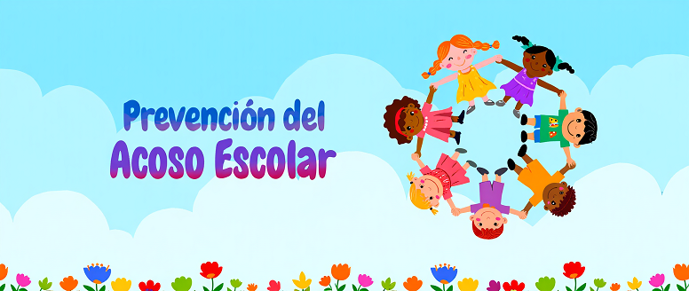 Niños jugando felices en un entorno escolar seguro, representando la prevención del acoso escolar.